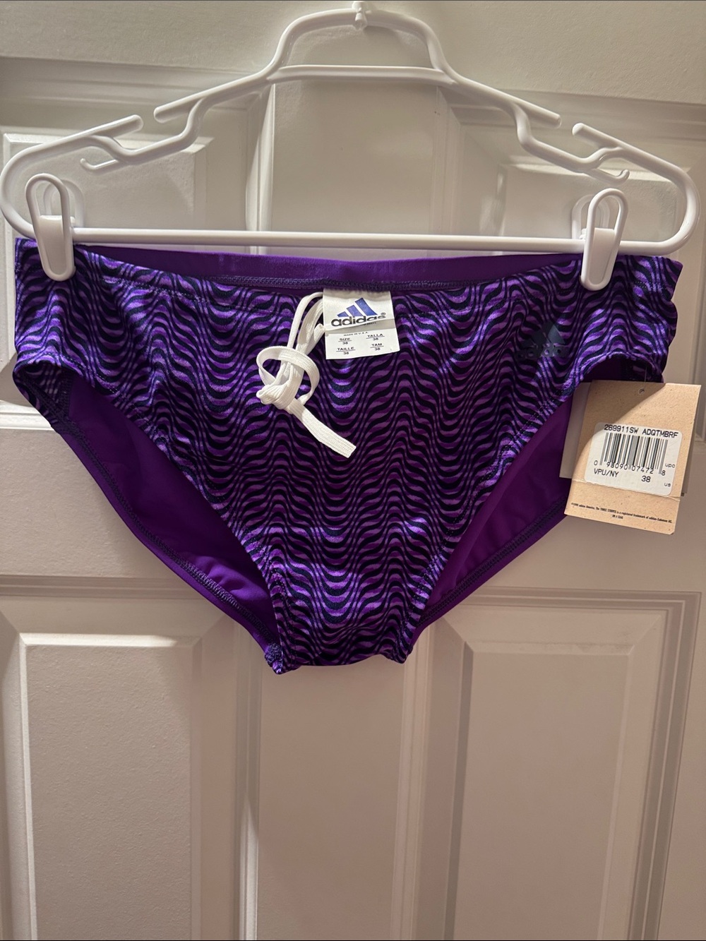 Adidas Purple Men’s Wave-Stripe Swim Briefs Size 38